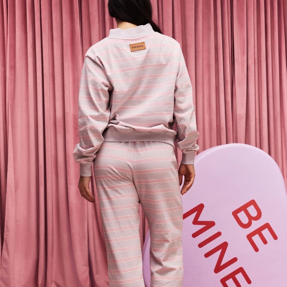 💜💗Parke Valentine Mockneck Pullover Darling Stripe XXL- In Hand Ready to Ship! - Picture 4 of 4
